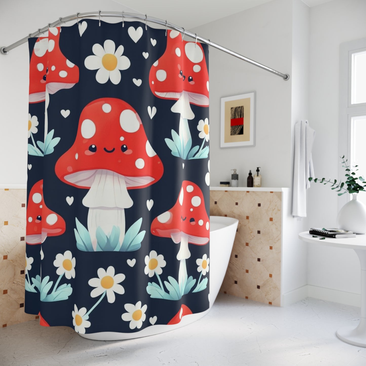 Whimsical Mushroom Shower Curtain Fun Bathroom Decor