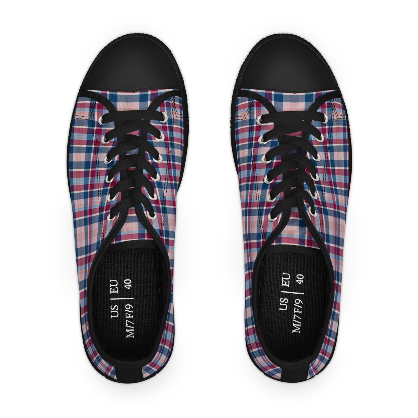 Plaid Low Top Sneakers — Casual Canvas Shoes