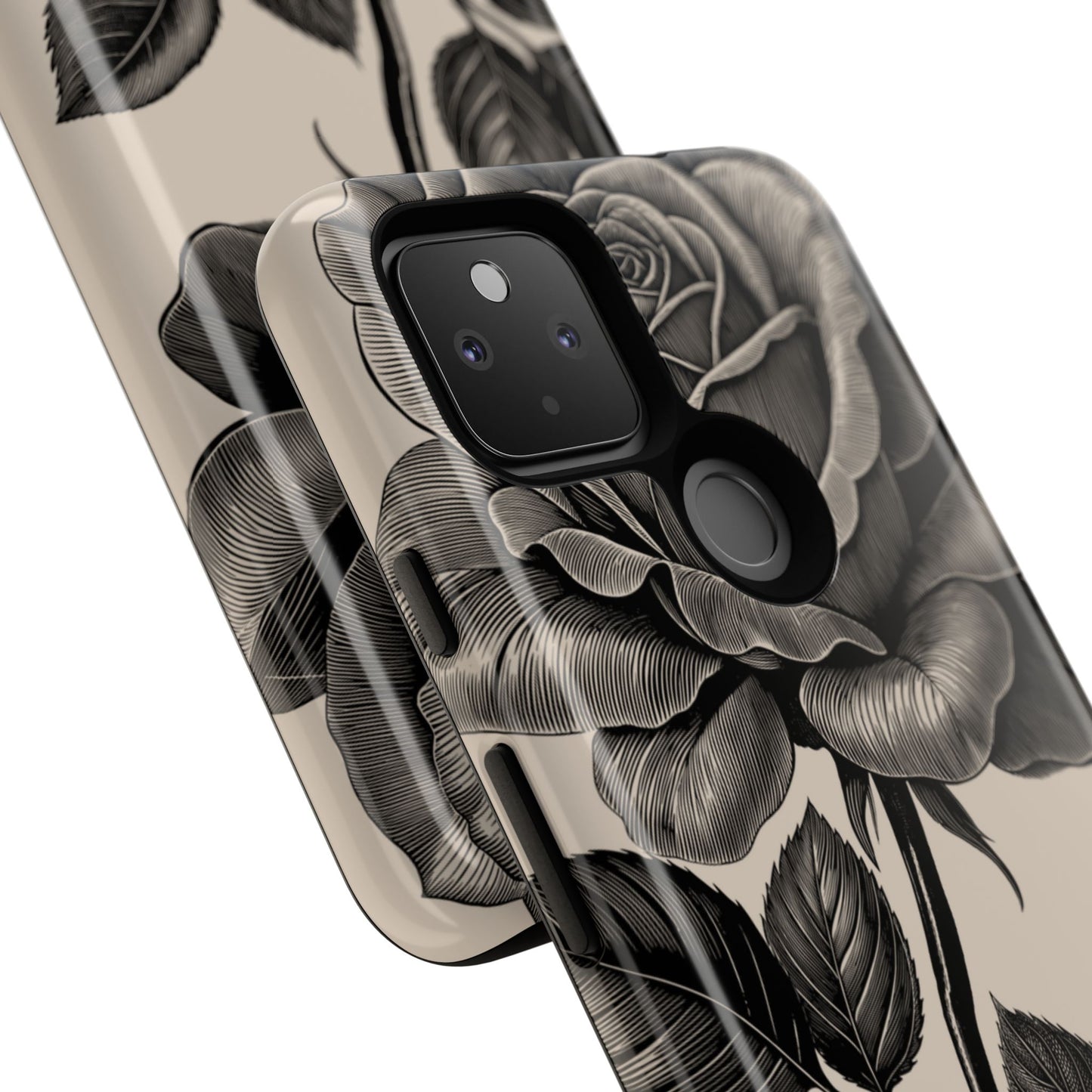 Black Rose Phone Case, Tough Cases with Floral Design, Elegant Tech Accessory, Gift for Flower Lovers, Stylish Protection