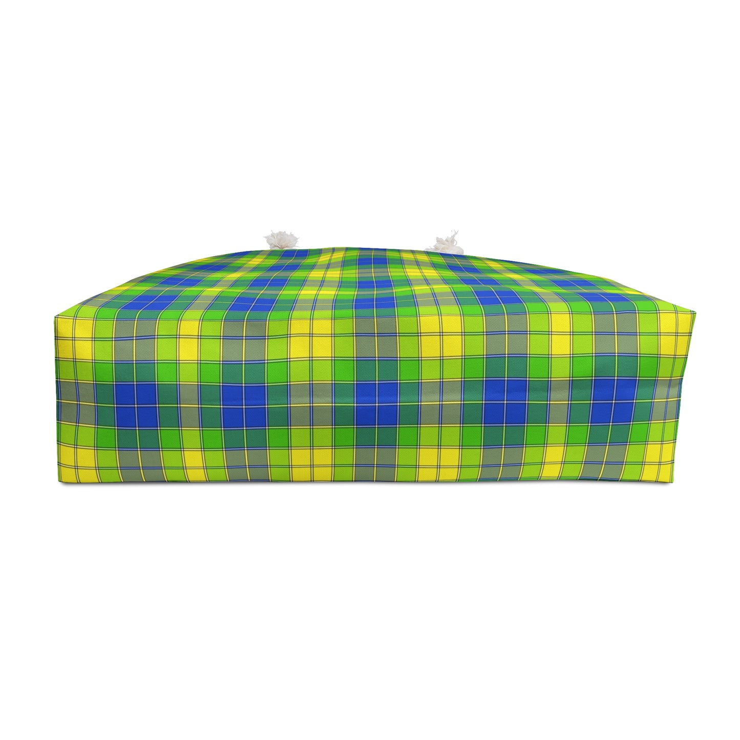 Bright Green & Blue Plaid Weekender Bag — Large Travel Tote