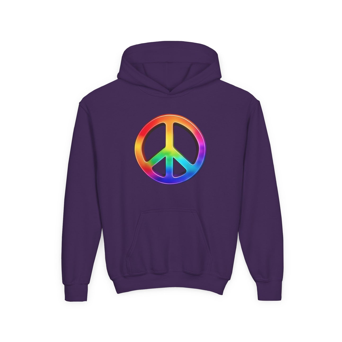 Youth Hoodie — Rainbow Peace Sign Pullover