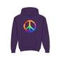 Youth Hoodie — Rainbow Peace Sign Pullover