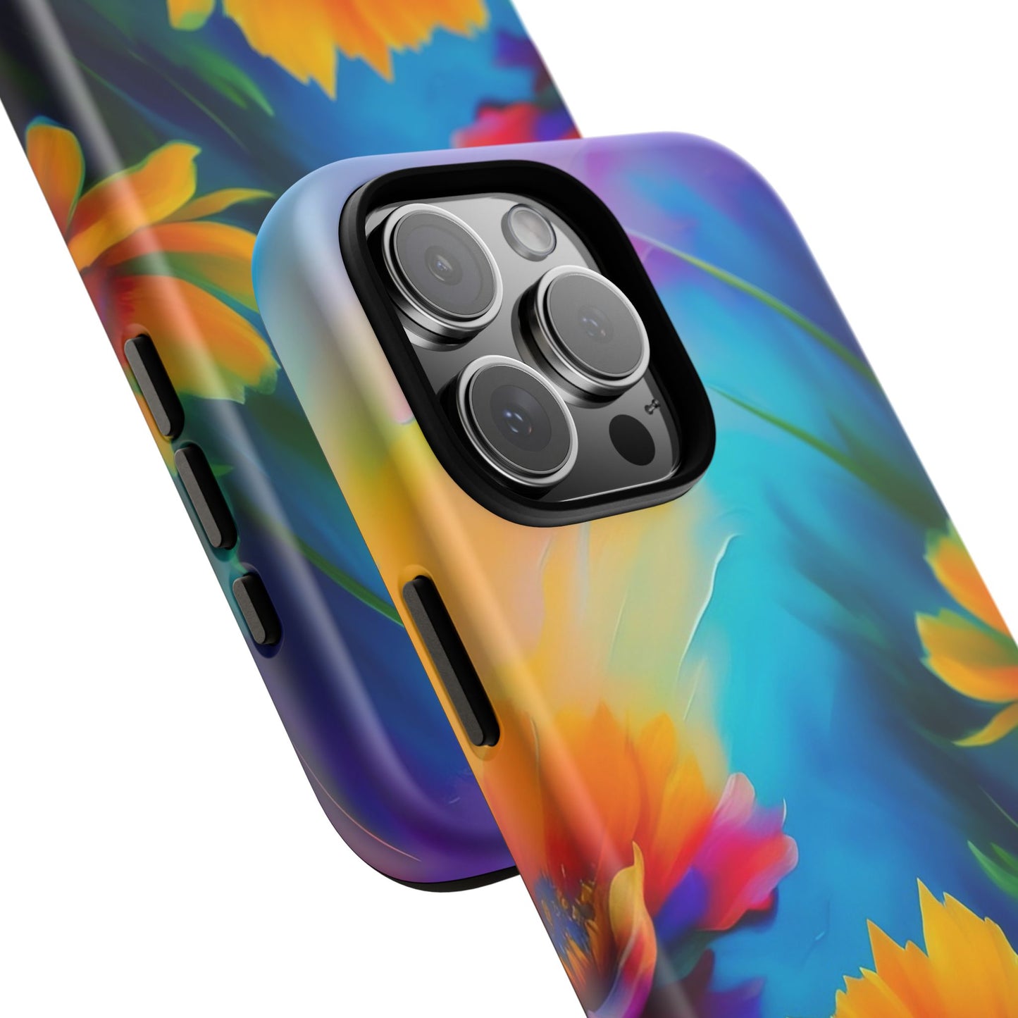 Floral Sunset Tough Phone Case — Vibrant Watercolor Flowers Protective Cover