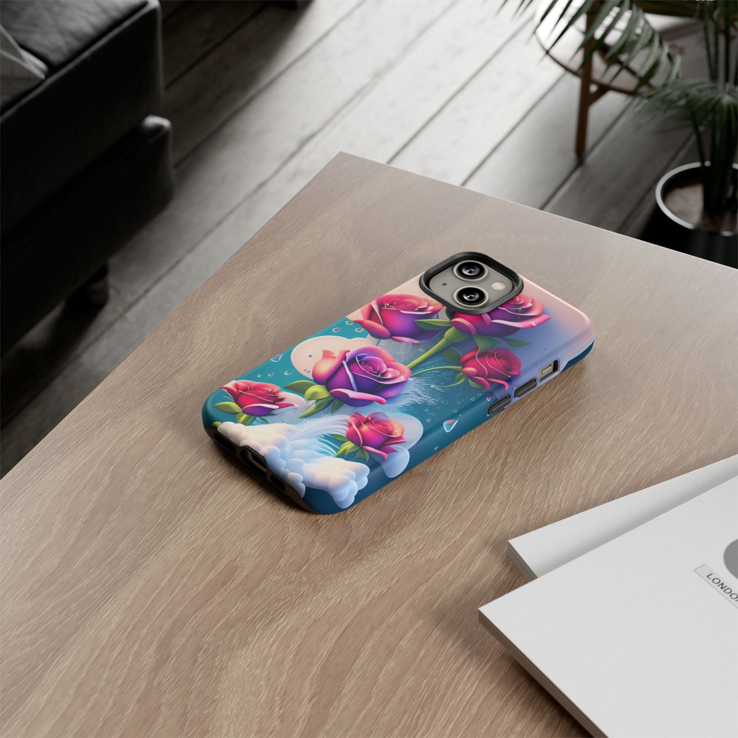Floral Dream Tough Phone Case — Rose Bouquet Clouds Design