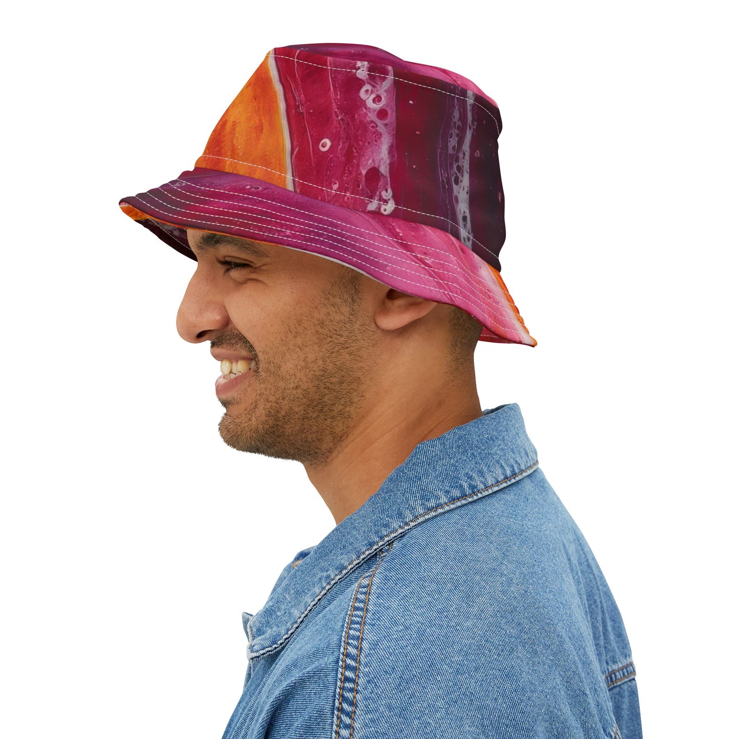 Abstract Sunset Swirl Bucket Hat — Colorful Art AOP Summer Hat