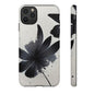 Monochrome Floral Tough Phone Case — Black Ink Flower Protective Cover