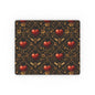 Heart Pattern Mouse Pad — Vintage Gothic Red Hearts on Ornate Gold Tile