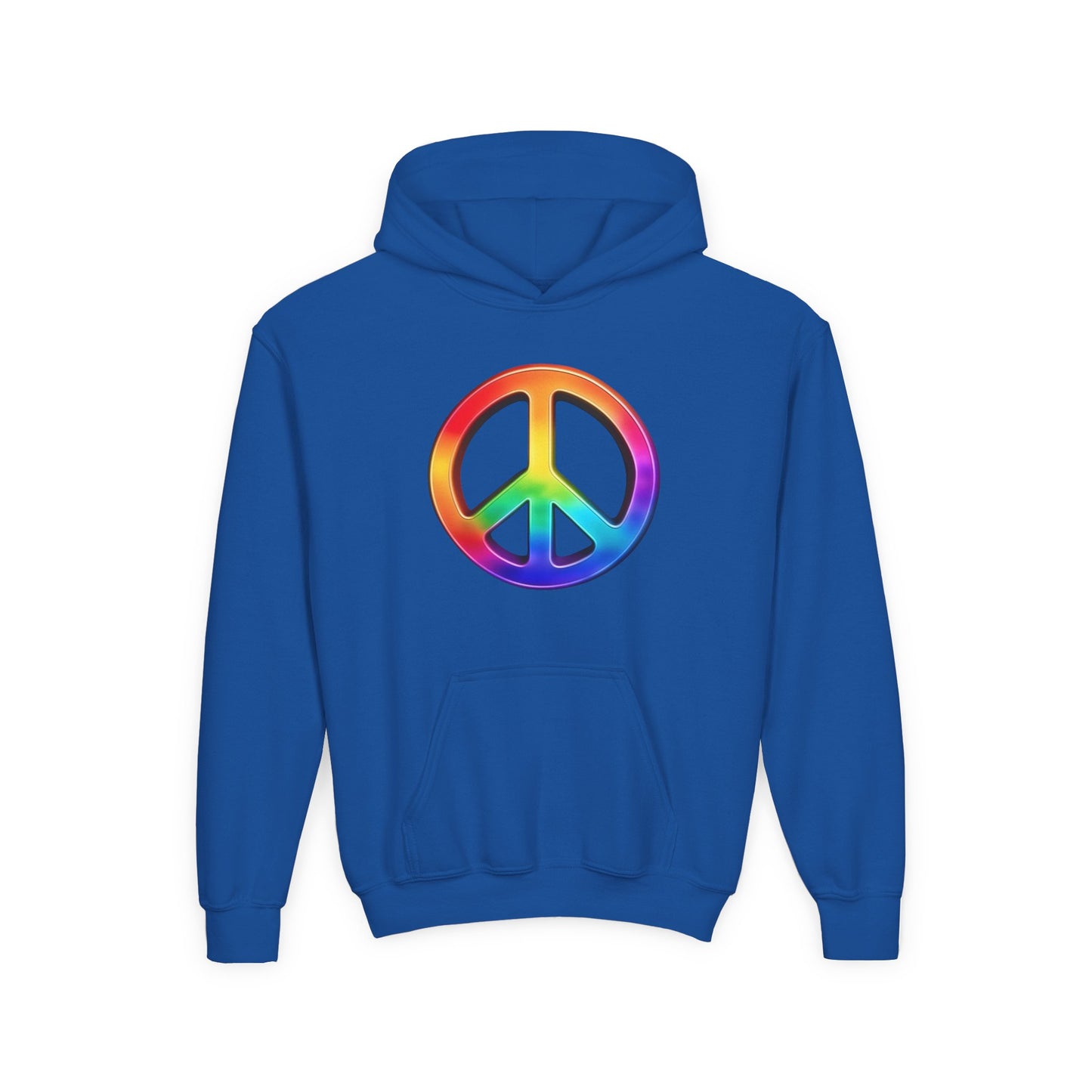 Youth Hoodie — Rainbow Peace Sign Pullover