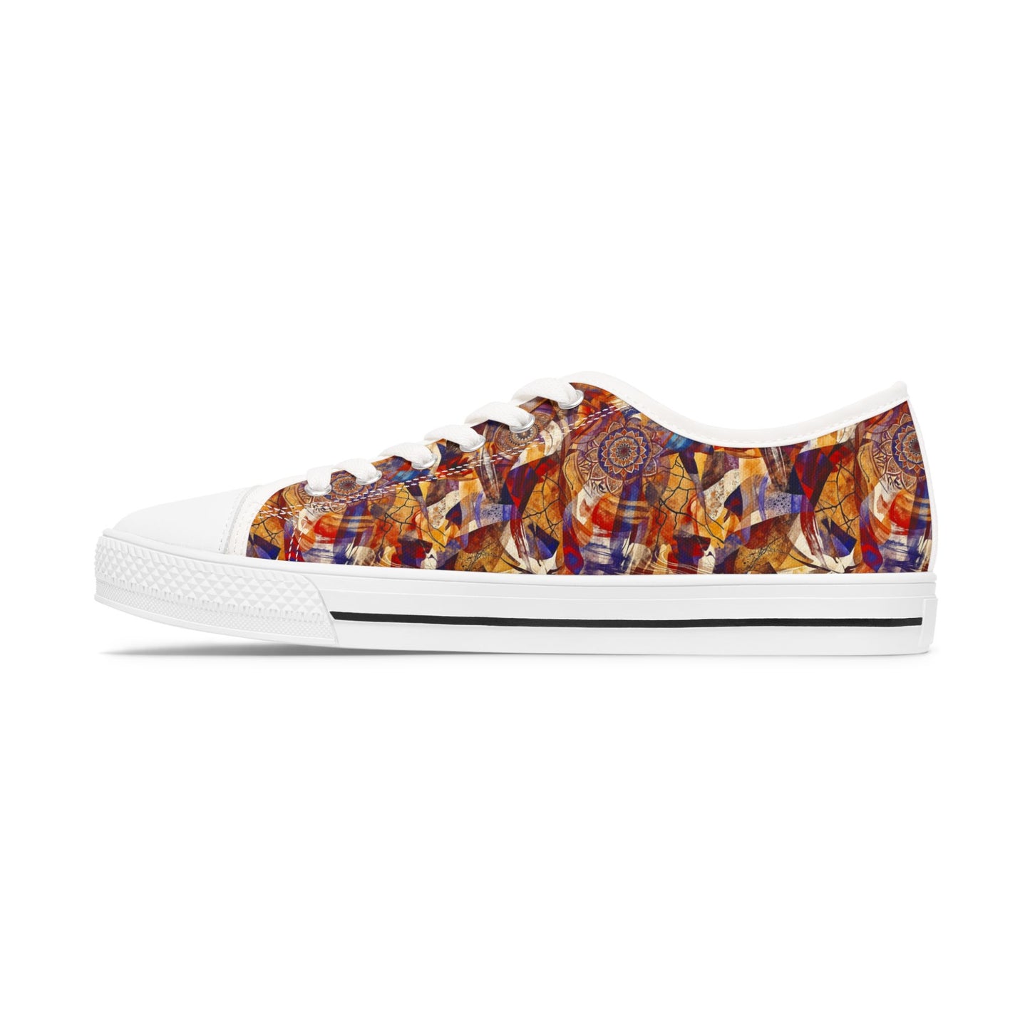 Abstract Mosaic Low Top Sneakers — Women's Artistic Casual Shoes