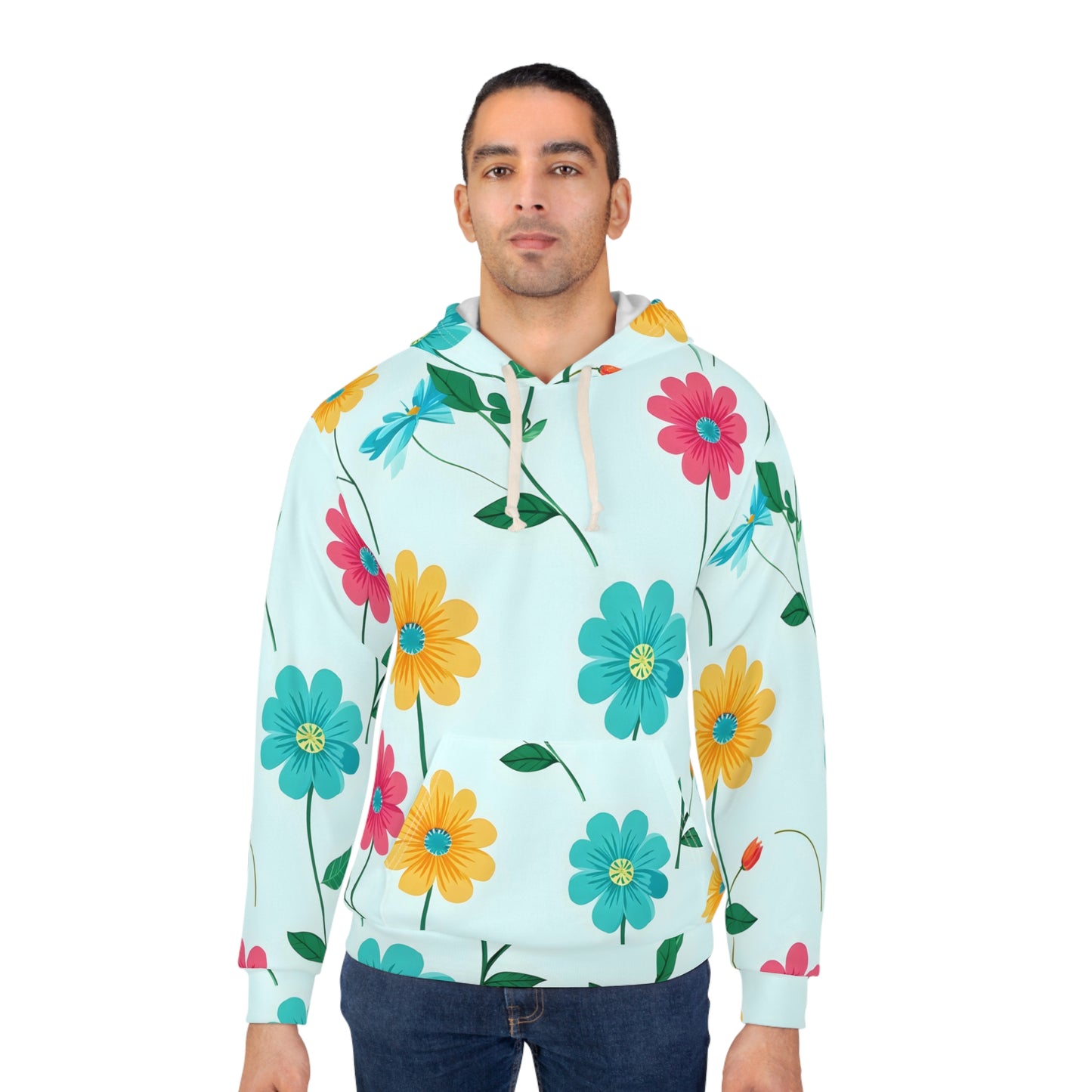 Floral Spring Hoodie — Pastel Daisy All-Over Print