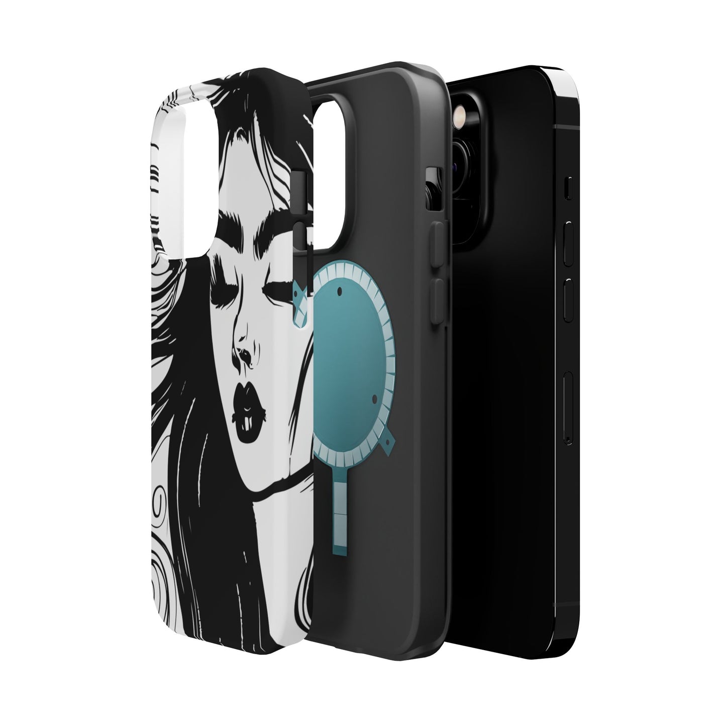 Artistic Black & White Portrait Phone Case — Magnetic Impact-Resistant