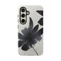 Monochrome Floral Tough Phone Case — Black Ink Flower Protective Cover