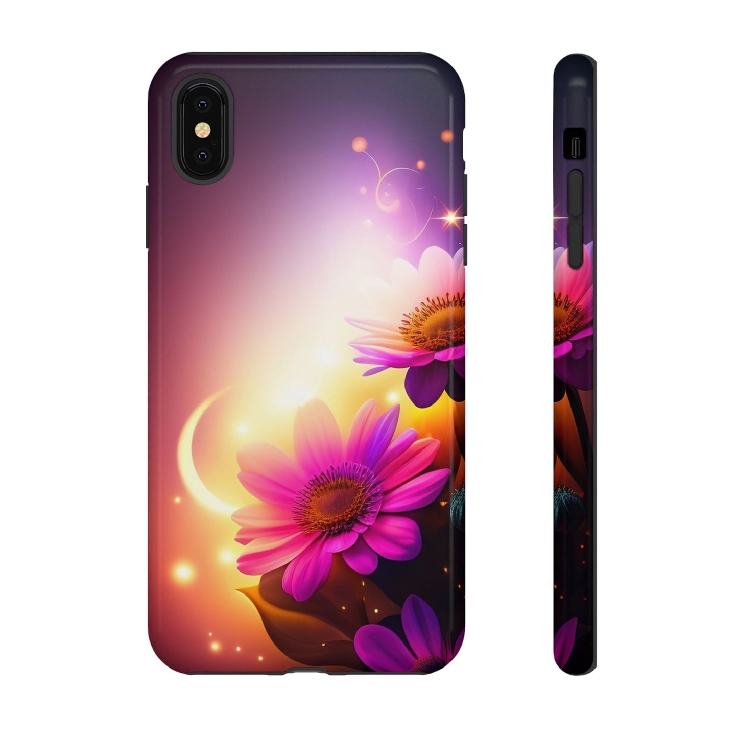 Floral Moonlight Phone Case – Purple Daisy Protective Cover