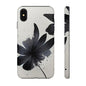 Monochrome Floral Tough Phone Case — Black Ink Flower Protective Cover