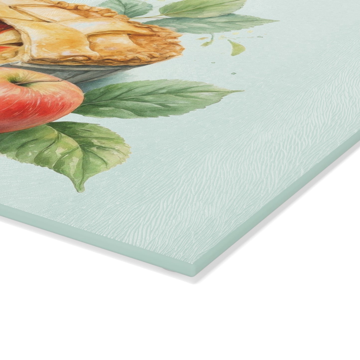 Artisan Glass Cutting Board with Apple Pie Design, Kitchen Decor, Gift for Bakers, Home Cooking, Foodie Gift