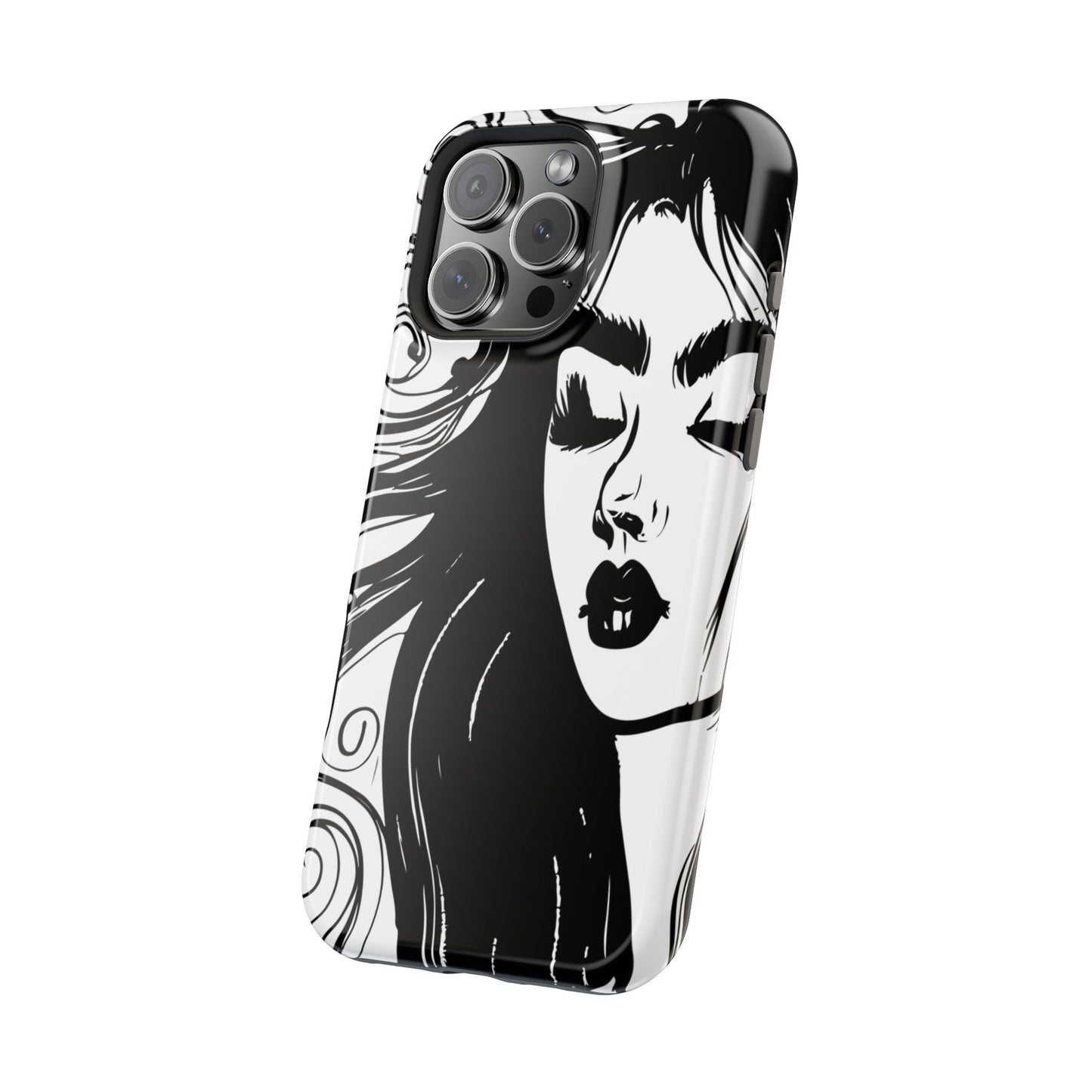 Artistic Black & White Portrait Phone Case — Magnetic Impact-Resistant