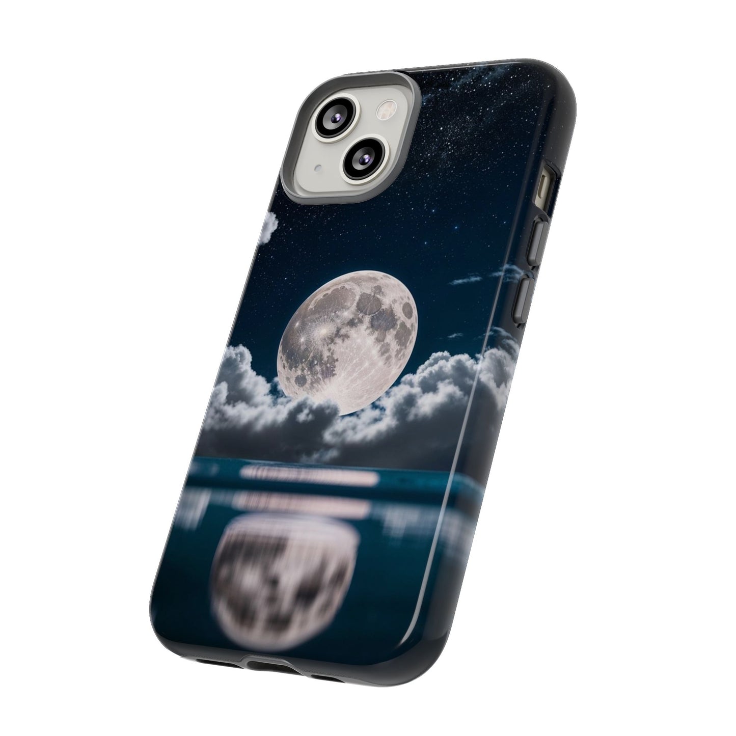 Moonlit Reflection Phone Case — Night Sky Moon & Clouds Tough Case