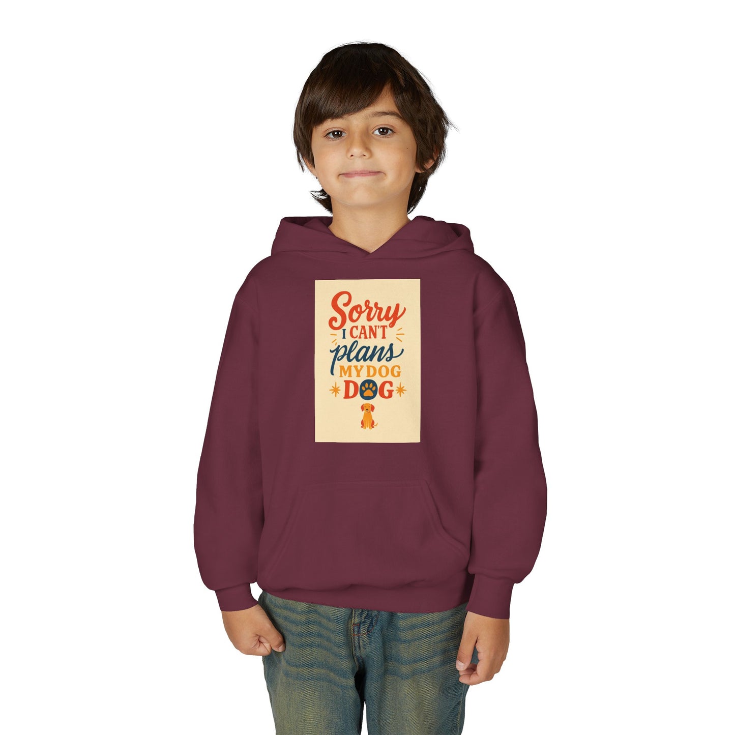 Youth Hoodie - "Sorry I Can’t, My Dog" Cute Pet Lover Graphic