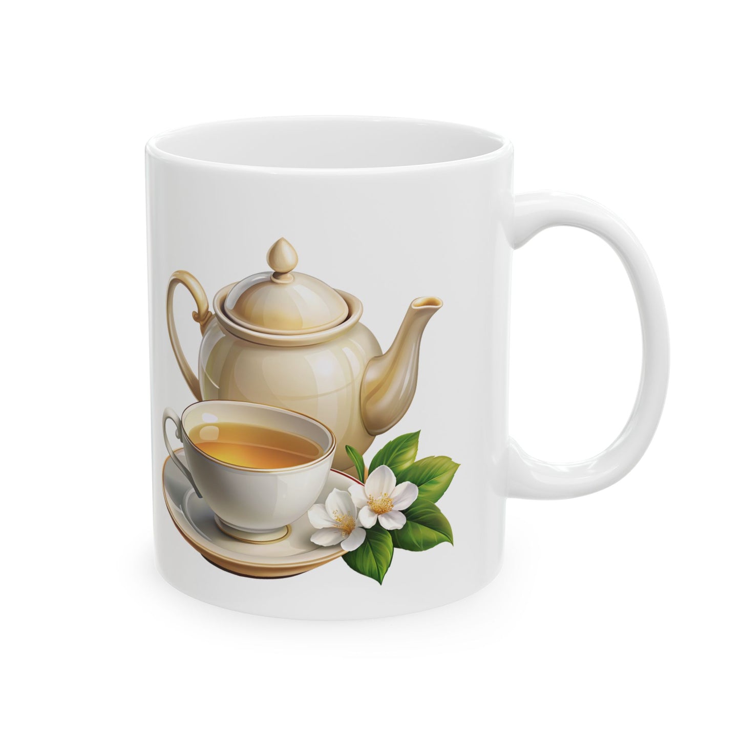 Elegant Tea-Themed Ceramic Mug, Perfect Gift for Tea Lovers, Home Decor, Mother's Day, Gift for Her, Cozy Mornings, Kitchenware