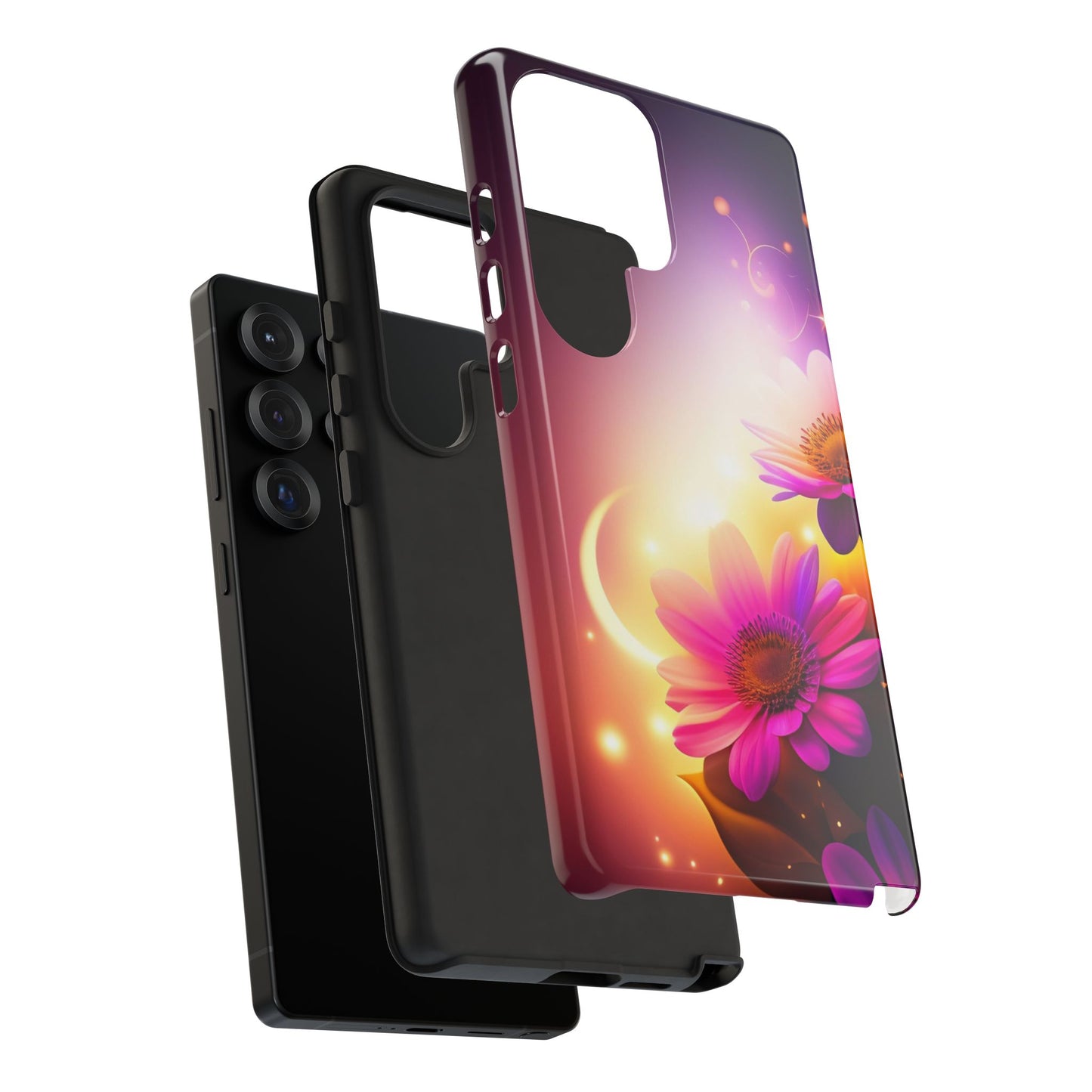 Floral Moonlight Phone Case – Purple Daisy Protective Cover