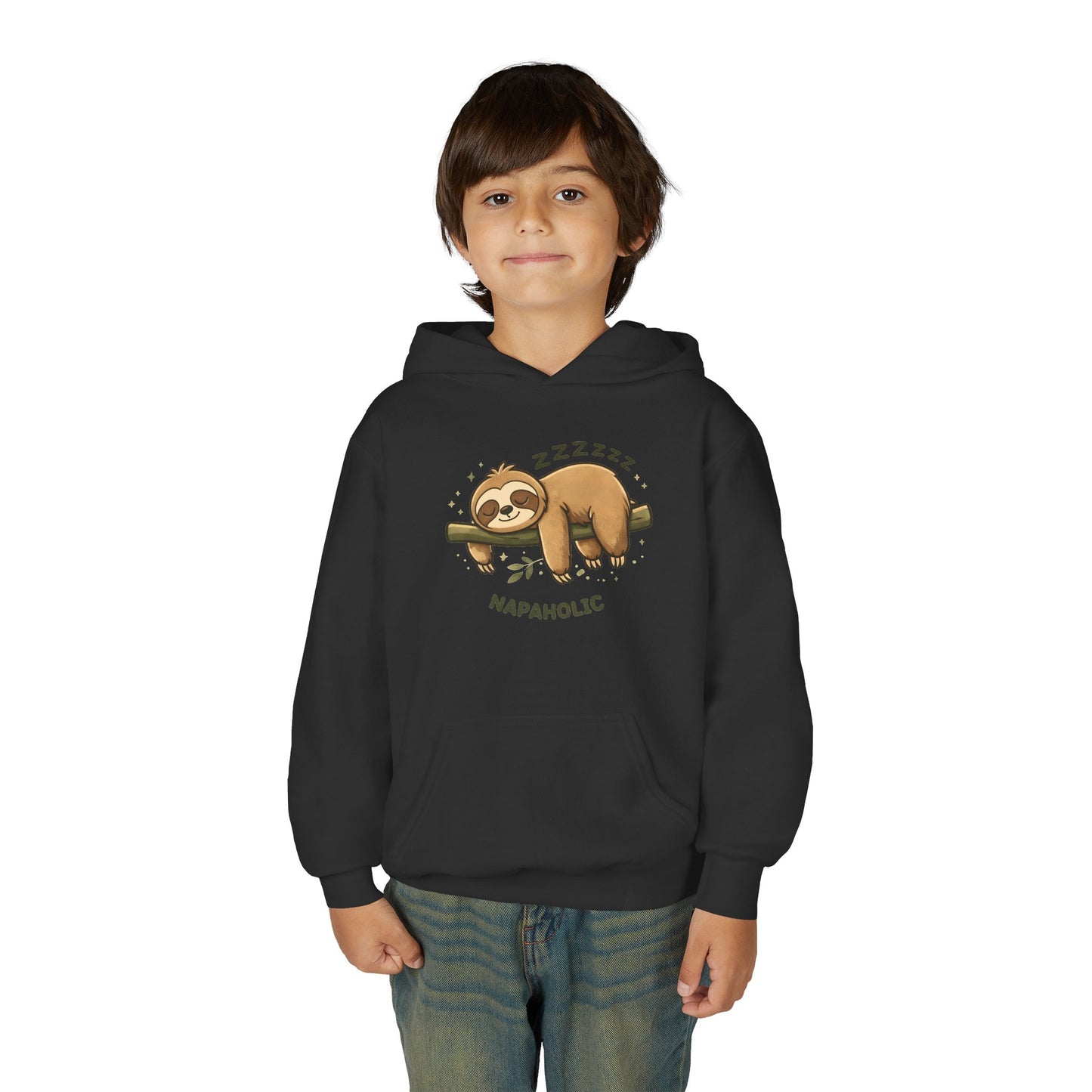 Youth Hoodie — 'Napaholic' Cute Sleeping Sloth Pullover