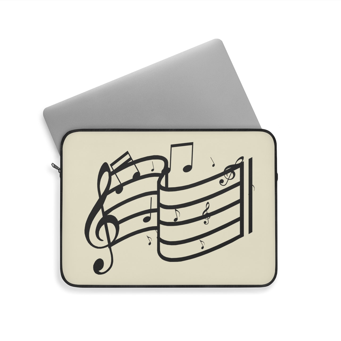 Music Notes Laptop Sleeve — Musical Treble Clef & Staff Design