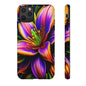 Floral Neon Tough Phone Case — Vivid Purple & Orange Lily Protective Cover