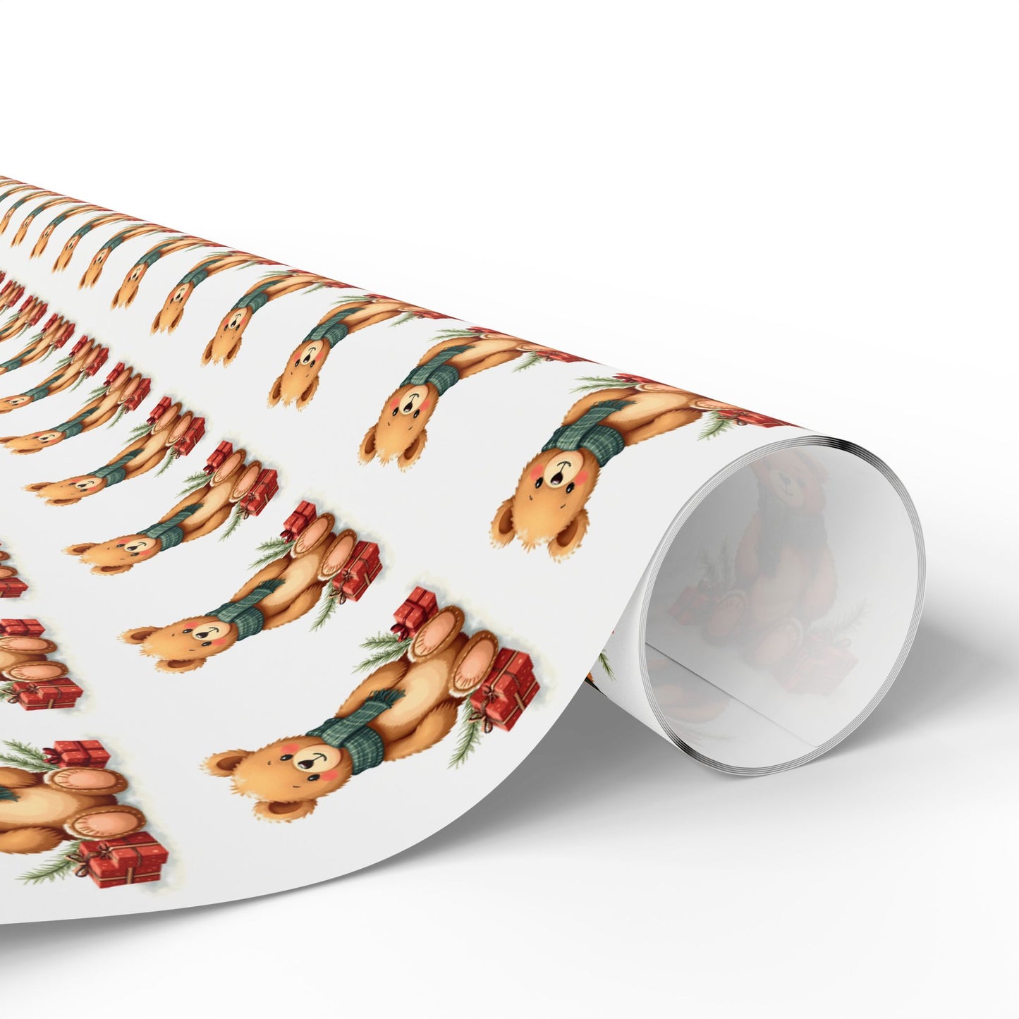 Christmas Teddy Bear Wrapping Paper Roll — Cute Holiday Gift Wrap
