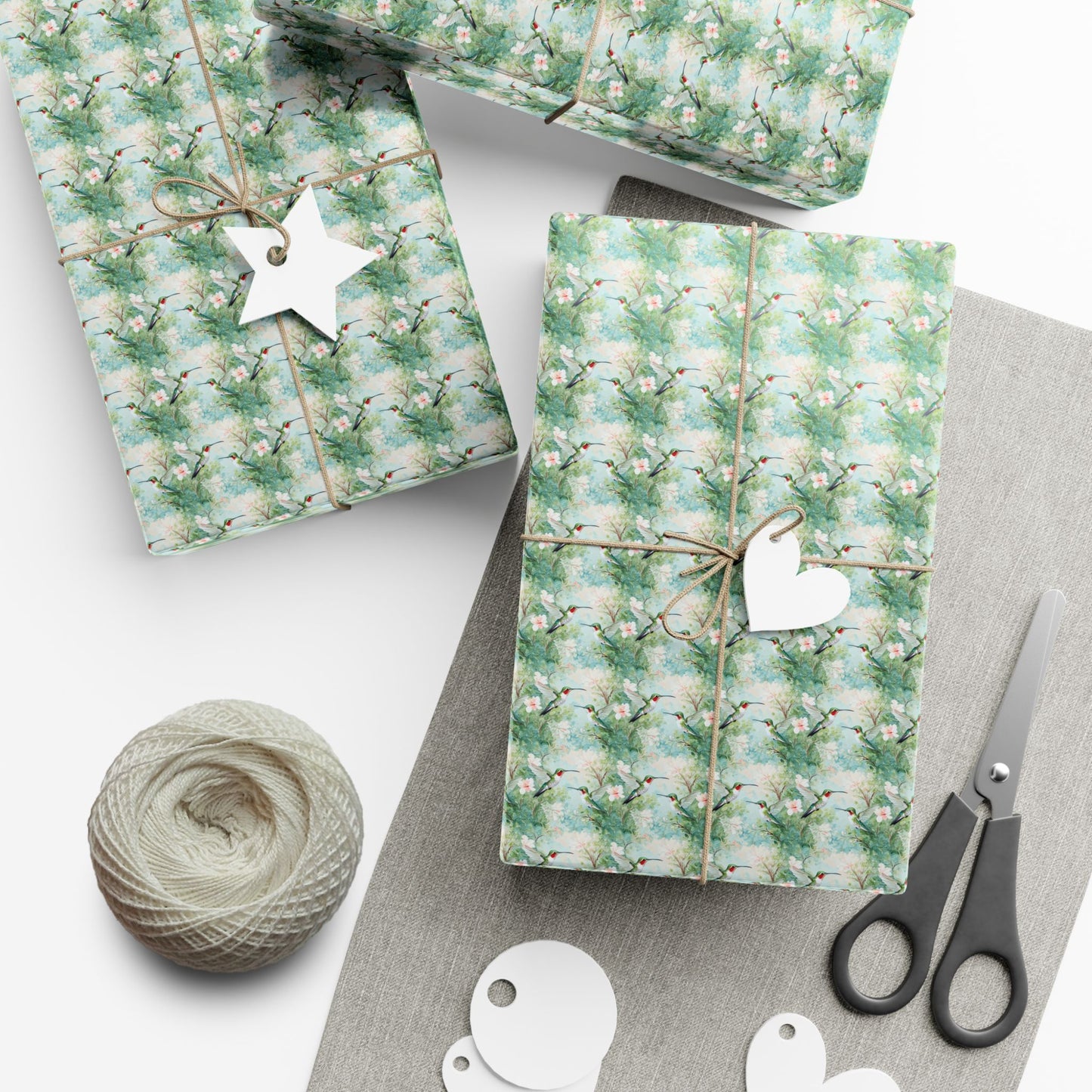 Wrapping Paper — Green Watercolor Botanical Gift Wrap (Floral Pattern)