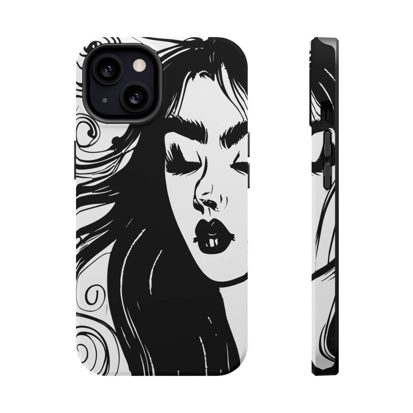 Artistic Black & White Portrait Phone Case — Magnetic Impact-Resistant