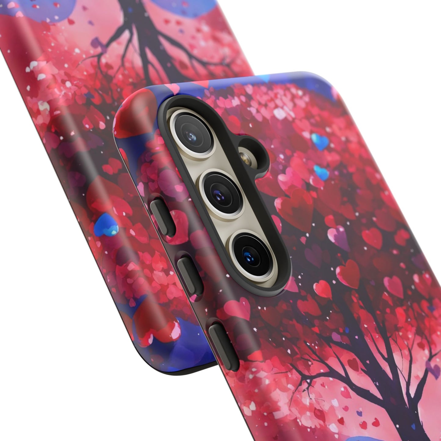 Heart Tree Phone Case — Romantic Red & Blue Protective Tough Case