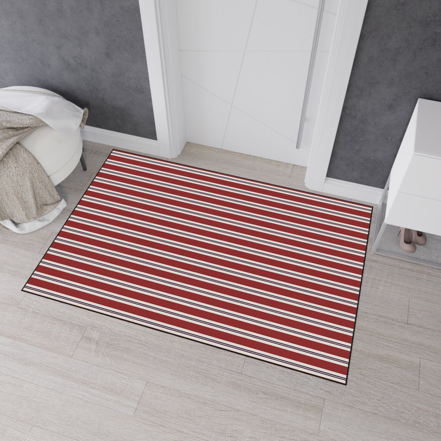 Striped Heavy Duty Floor Mat - Red & White Outdoor/Entry Rug