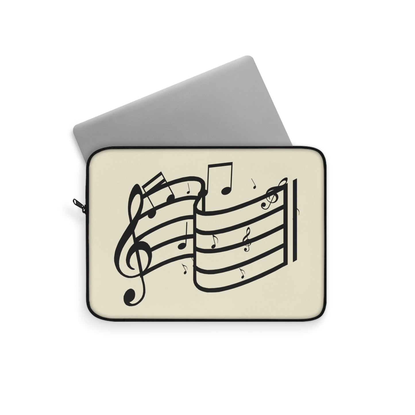 Music Notes Laptop Sleeve — Musical Treble Clef & Staff Design