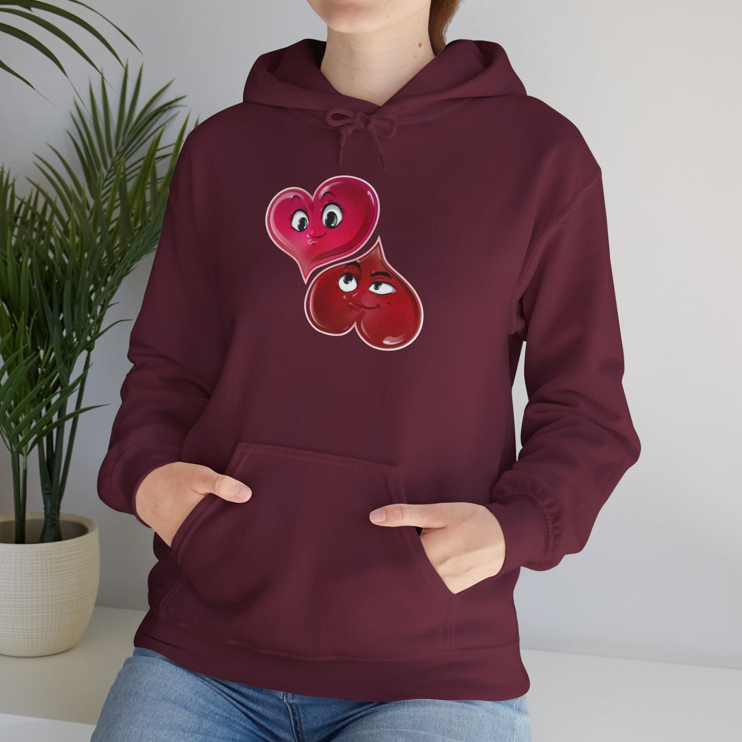 Heart Buds Hoodie — Cute Pair of Cheeky Heart Characters, Valentine’s Day Gift
