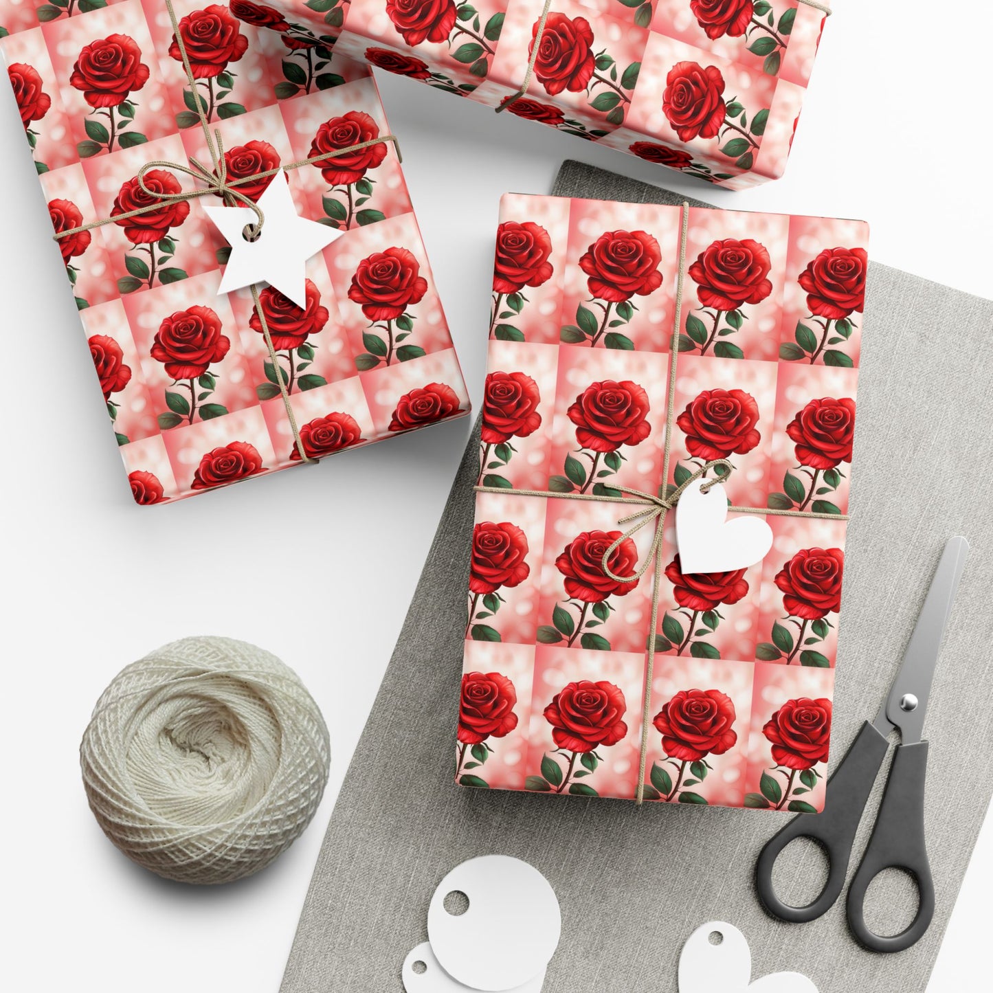 Rose Pattern Gift Wrap Paper — Romantic Floral Wrapping Sheets for Valentines & Anniversaries