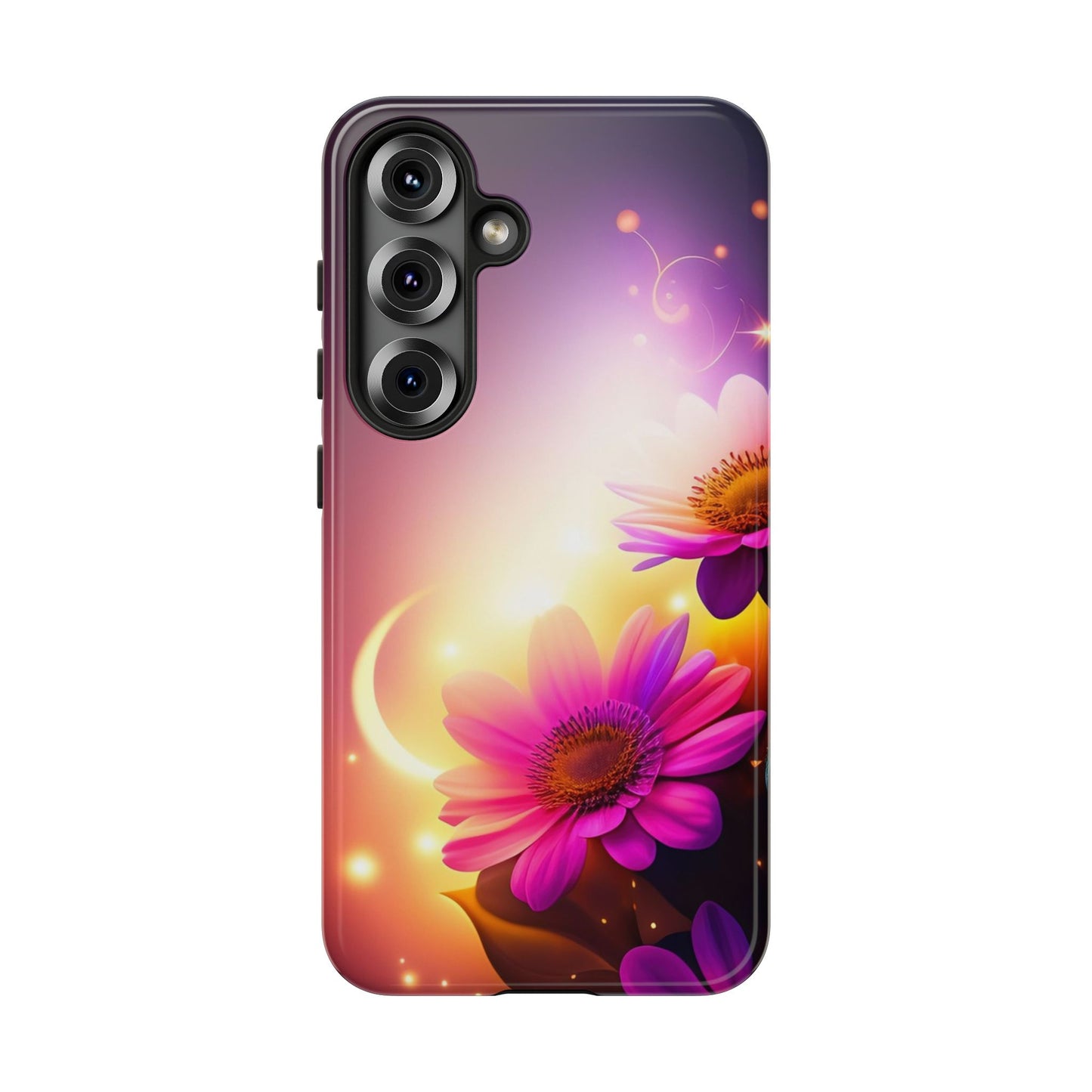Floral Moonlight Phone Case – Purple Daisy Protective Cover