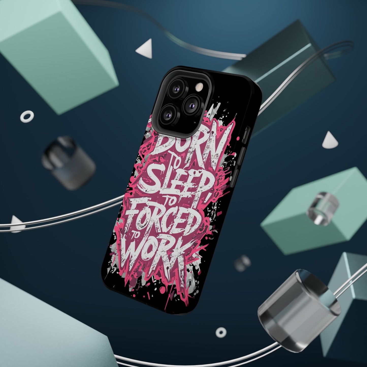 Phone Case — "Born to Sleep, Forced to Work" Impact-Resistant Magnetic Case