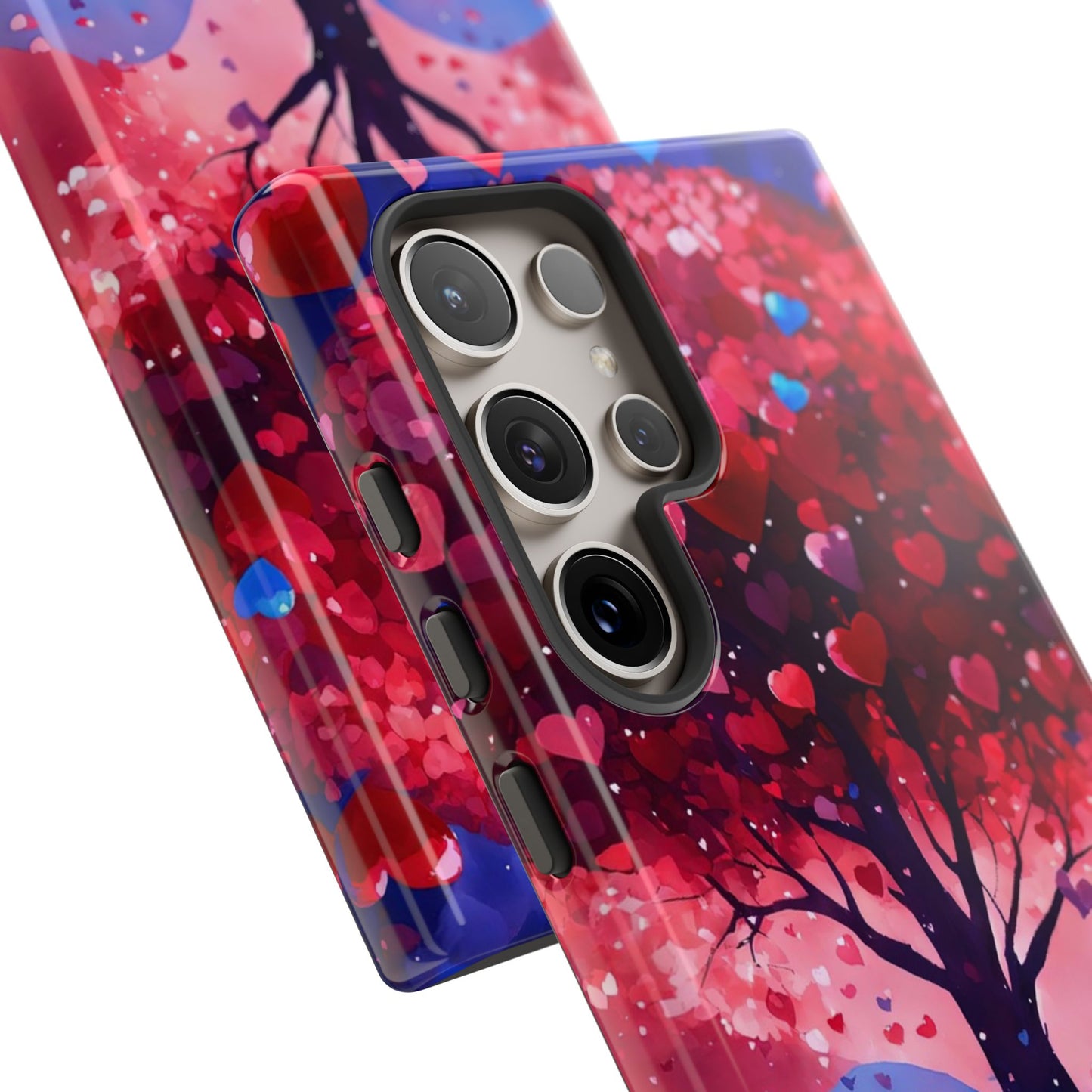 Heart Tree Phone Case — Romantic Red & Blue Protective Tough Case