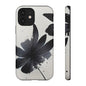 Monochrome Floral Tough Phone Case — Black Ink Flower Protective Cover