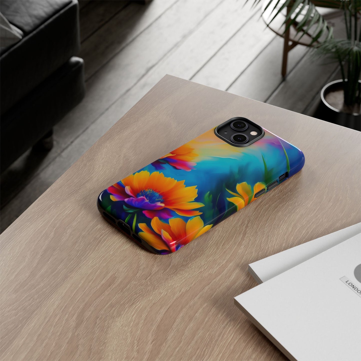 Floral Burst Tough Phone Case — Vibrant Watercolor Flowers Protective Cover