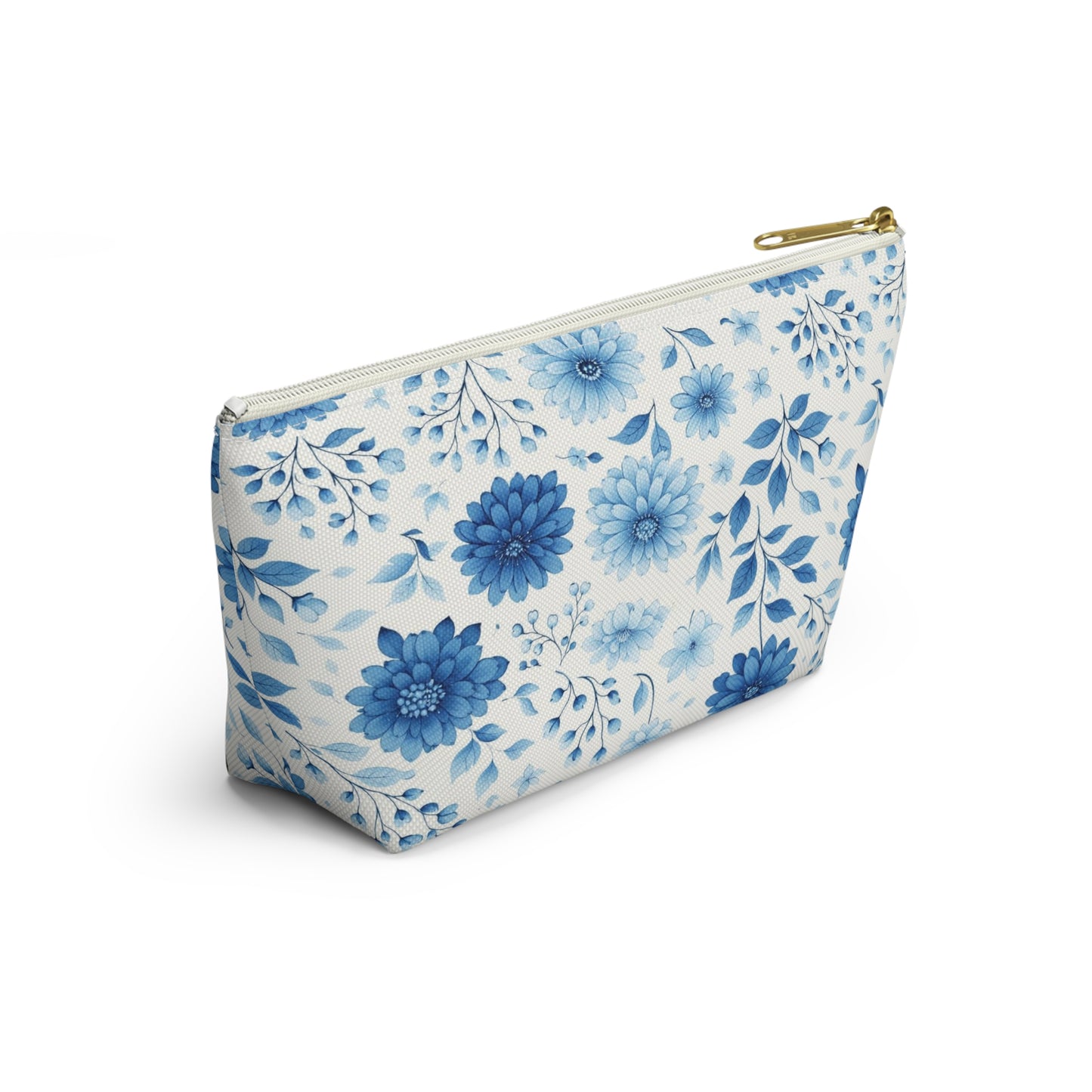 Blue Floral Accessory Pouch — T‑Bottom Makeup & Travel Bag