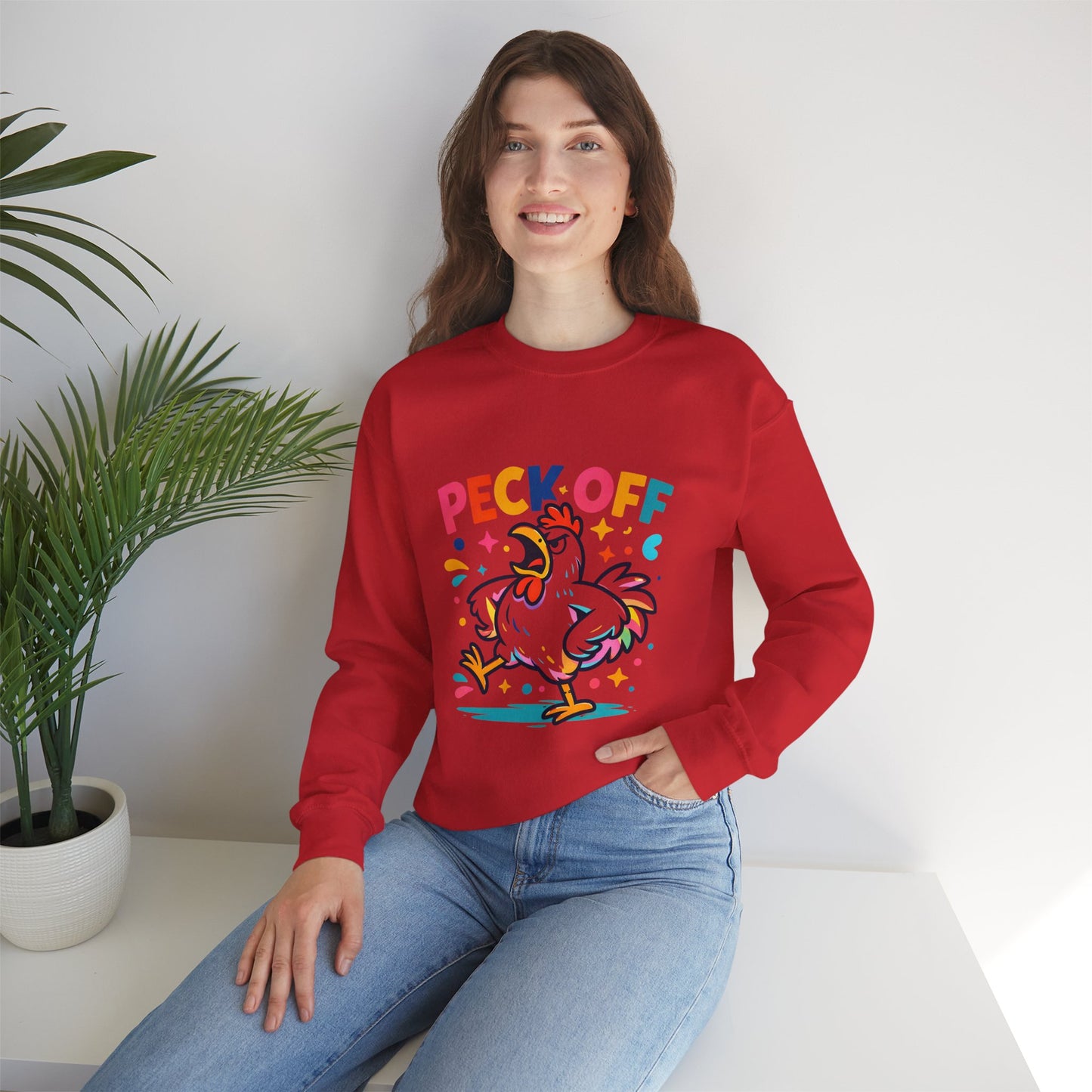 Peck Off Crewneck Sweatshirt – Funny Chicken Graphic Pullover