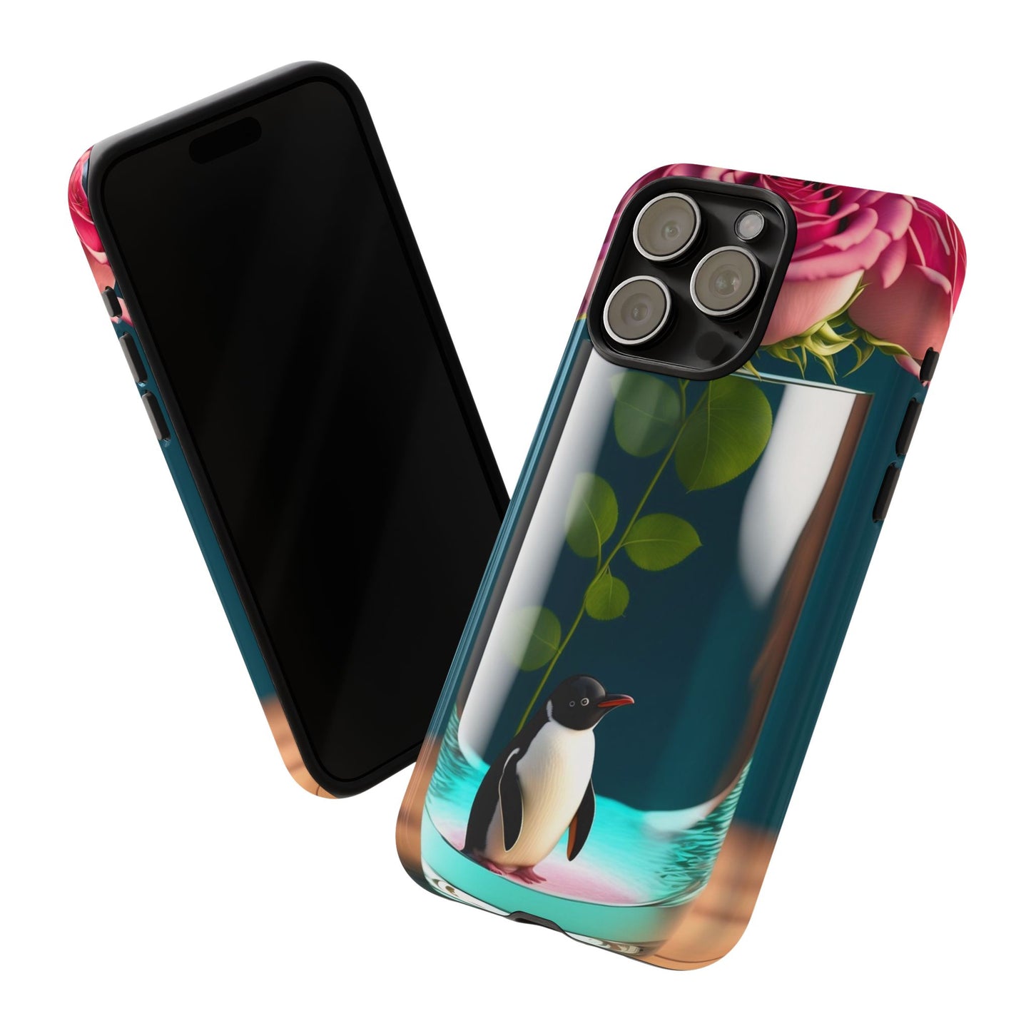 Penguin in a Glass Floral Tough Phone Case — Cute Protective Phone Cover