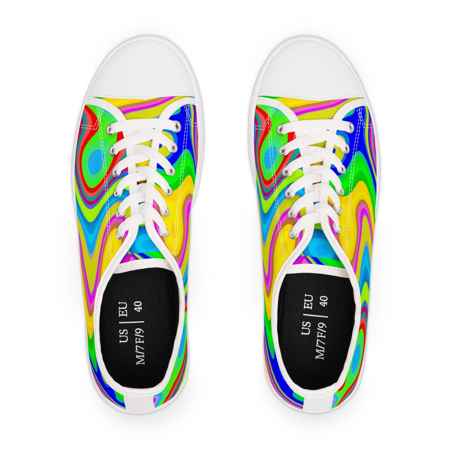 Low Top Sneakers — Vibrant Psychedelic Swirl Women's Canvas Shoes