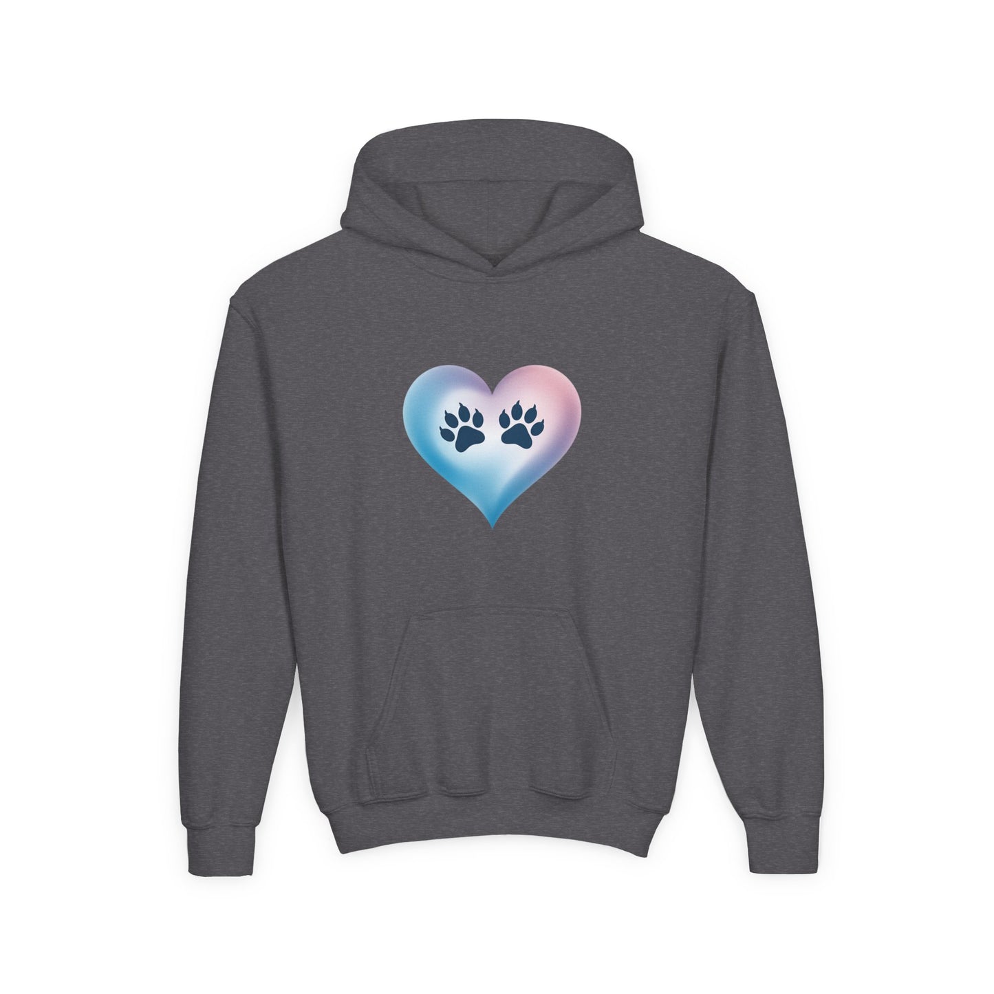 Kids Heart Paw Hoodie — Pastel Gradient Pet Lover Sweatshirt