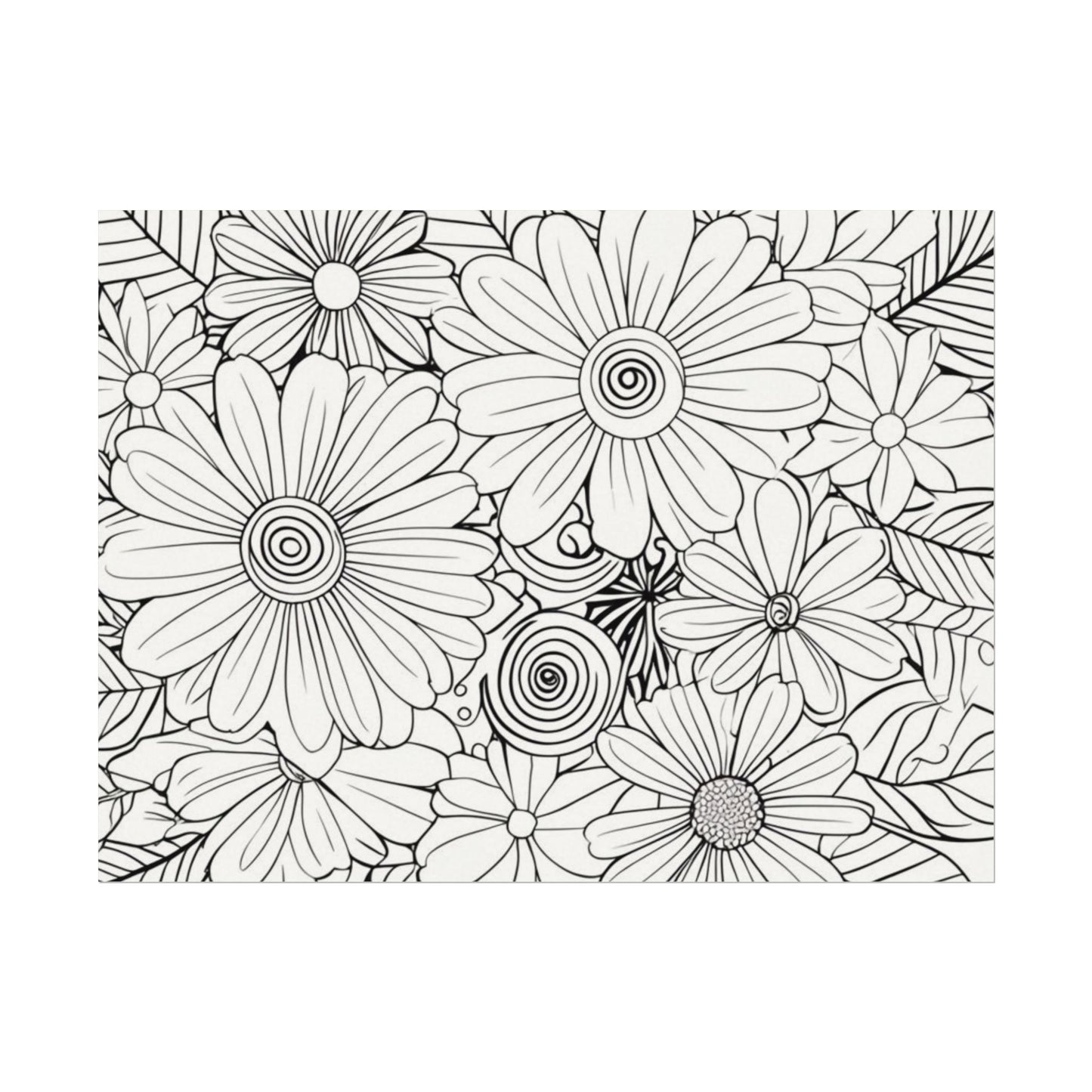COLOR IT YOURSELF Floral Line Art Poster — Textured Matte Print