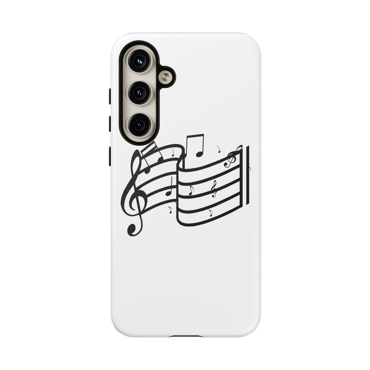 Musical Notes Phone Case — Black Treble Clef Music Staff Tough Case