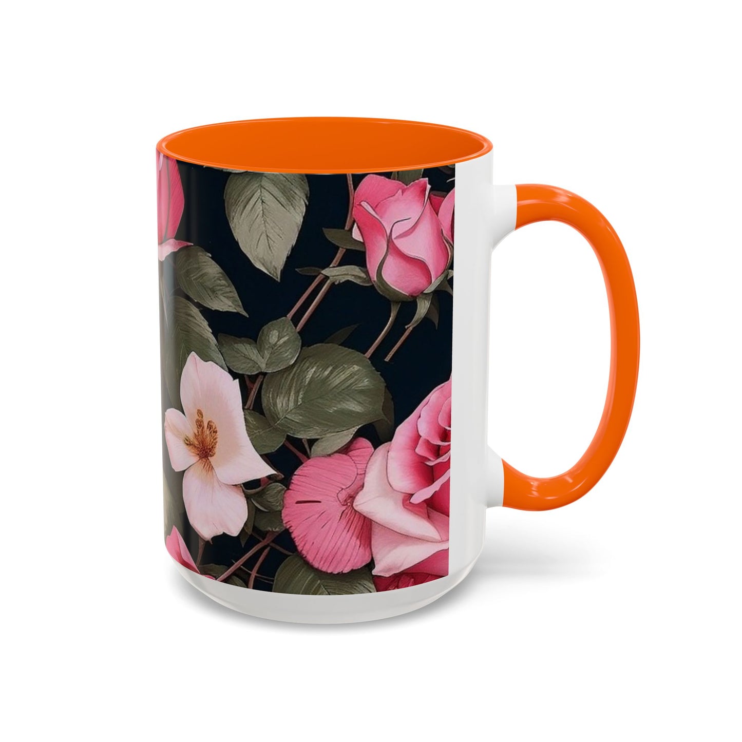 Floral Accent Coffee Mug, Gift for Her, Cute Floral Mug, Spring Decor, Coffee Lover Gift