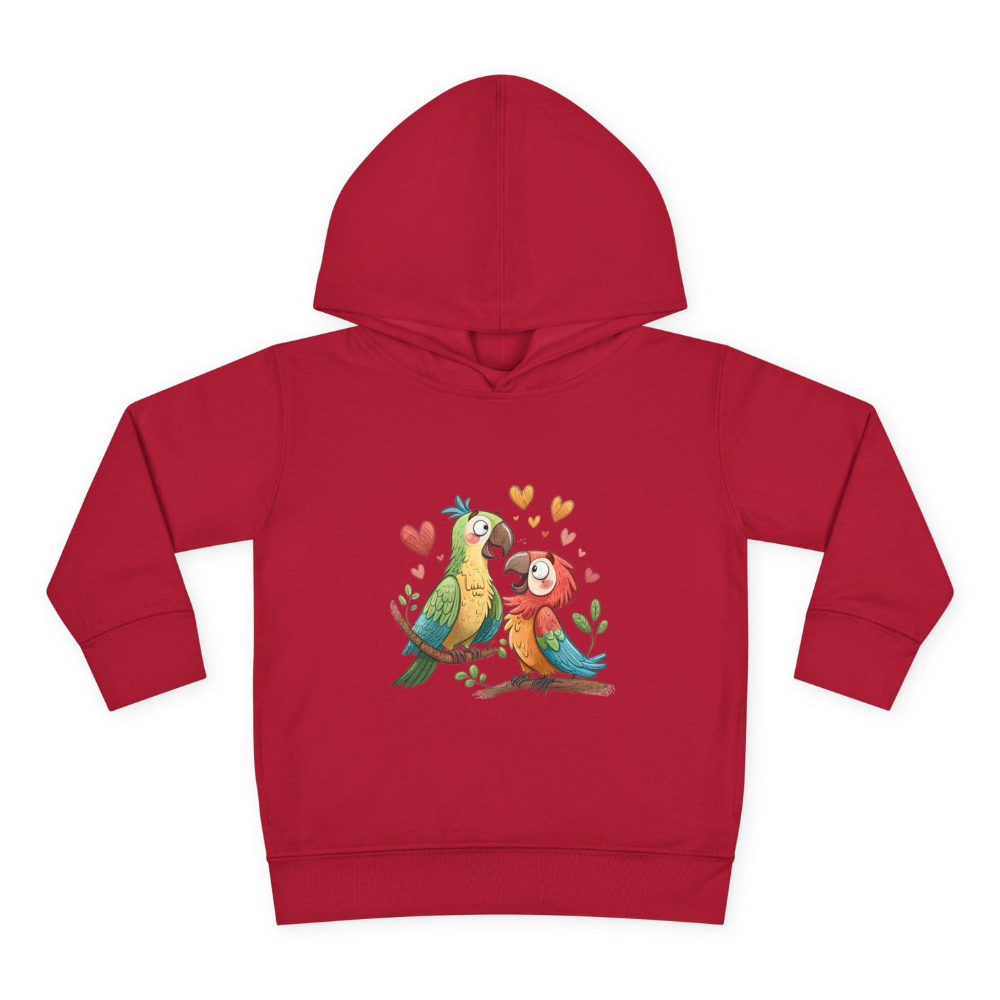 Toddler Hoodie — Cute Parrot Love Pullover (Heart Bird Kids Sweatshirt)