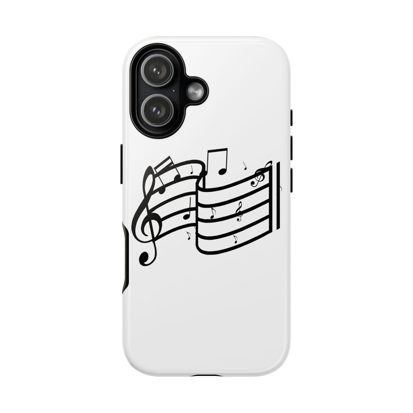 Musical Notes Phone Case — Black Treble Clef Music Staff Tough Case
